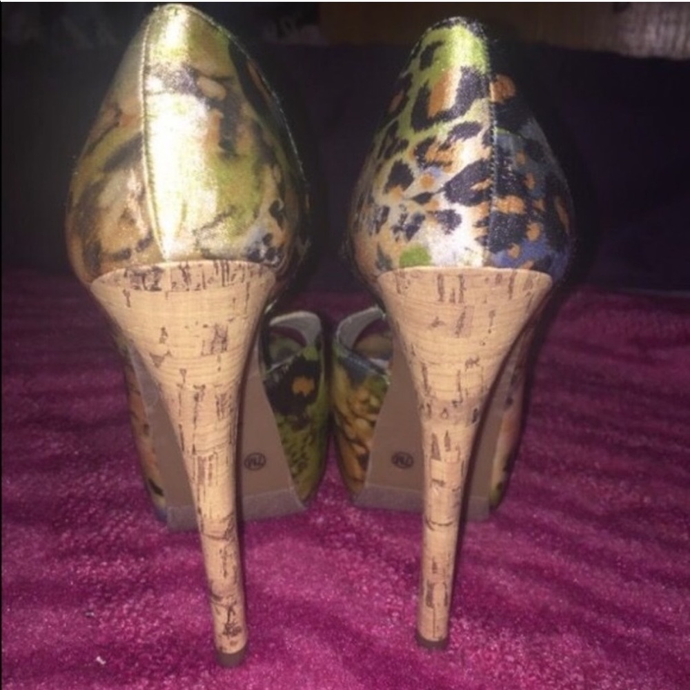 Multiple Patterned Fabric With Cork Heels - image 2